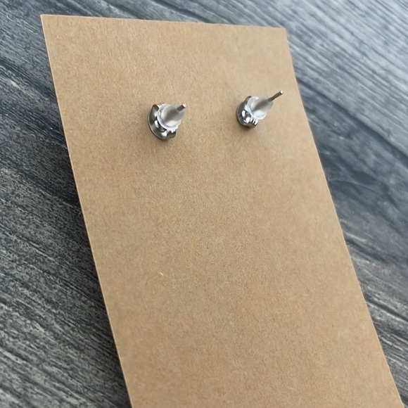 Shark Tooth Stud Earrings - Picture 2 of 3